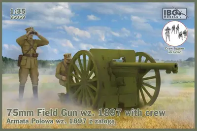 Polskie działo polowe 75mm wz 1897 z obsługą