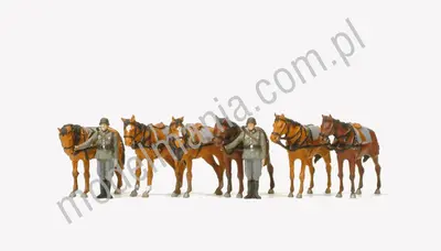 6 koni zaprzęgowych, 2 żołnierze III Rzesza