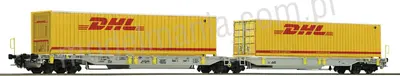 Wagon kontenerowy typ Sdggmrs z kontenerami DHL, AAE