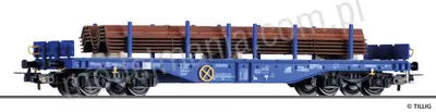 Wagon towarowy platforma Sgmmns 4505 ERR (European Rail Rent GmbH), z ładunkiem elementów