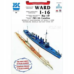 Diorama: niszczyciel WARD, okręt podwodny I-16, min. okręt podwodny Ha-19, Catalina