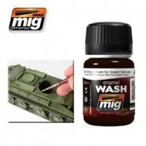 Farba olejna Ammo Mig - Dark Brown Wash for Green Vehicles