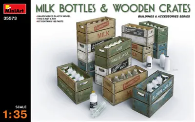Butelki mleka ze skrzynkami