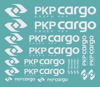 Kalkomania logo białe PKP Cargo w 6 rozmiarach