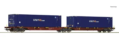 Wagon kontenerowy podwójny typ Sggrss 80 z ładunkiem GYSEV CARGO