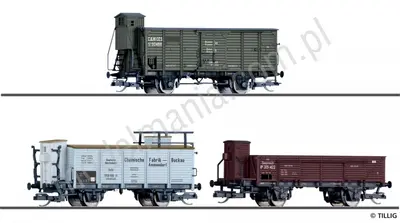 Zestaw 3 wagonów towarowych CES, DRG i BBÖ
