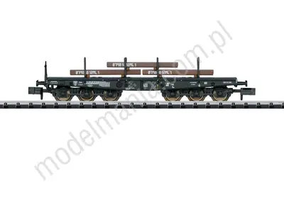 Wagon towarowy platforma Sa 705 z ładunkiem stalowych dźwigarów
